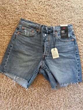 Levi's 501 High-Rise Distressed Denim Shorts - Light Blue